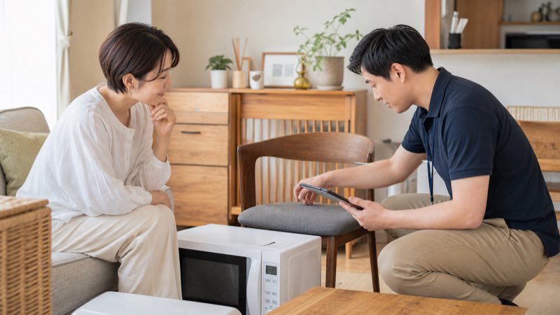 エコールの買取条件を自宅で確認しながら査定準備を進める様子