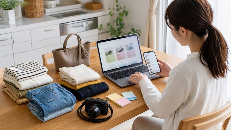 複数の買取サービスを比較しながら売却先を選ぶ様子