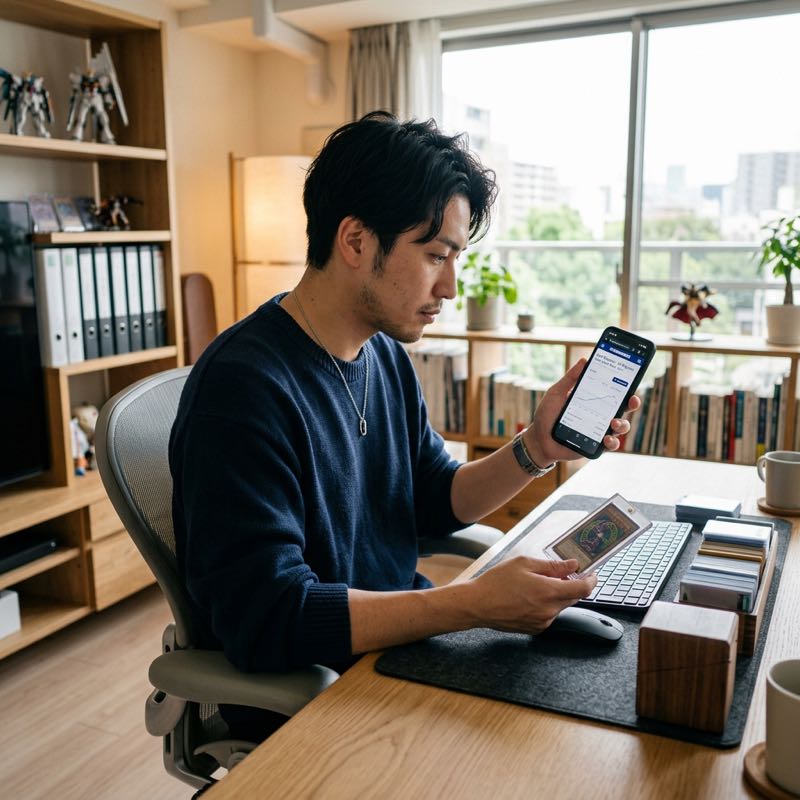 スマホで買取相場を調べる様子
