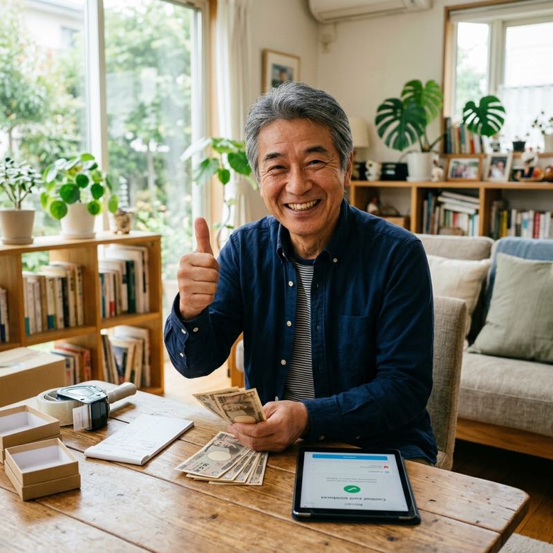 満足して買取を終えた男性