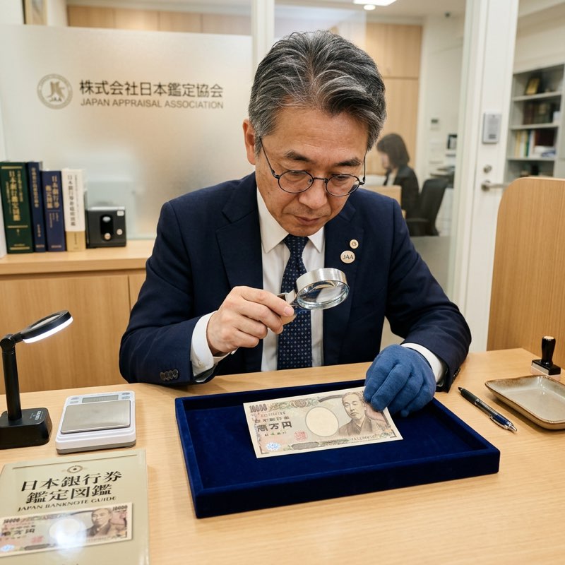 新札AA券の査定風景