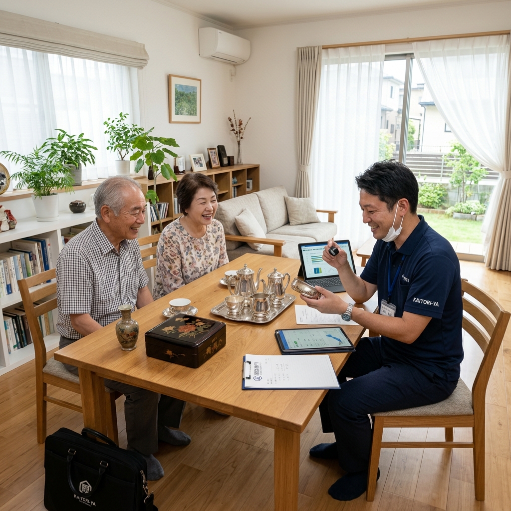 出張買取を査定している様子