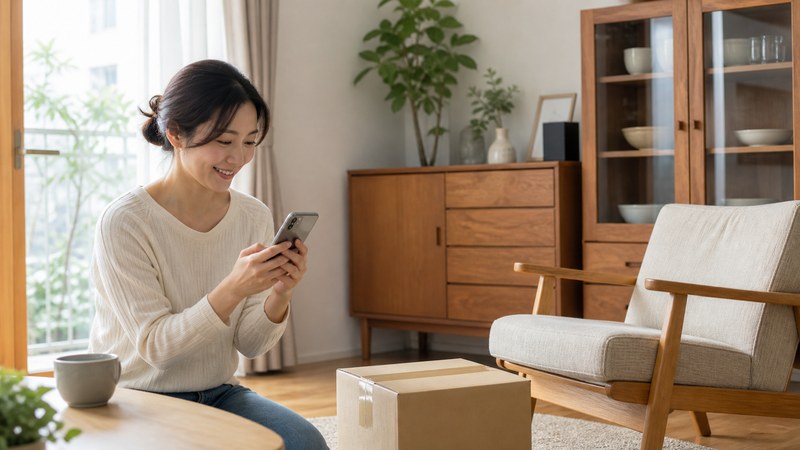 家具の売却先を比較して納得して申し込むイメージ