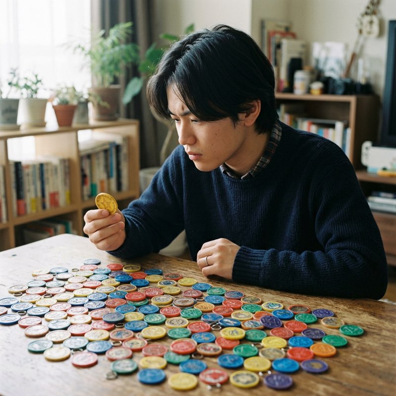 妖怪メダルの買取先を探す様子