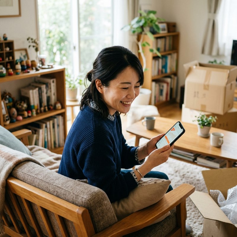 買取が完了して満足そうな様子