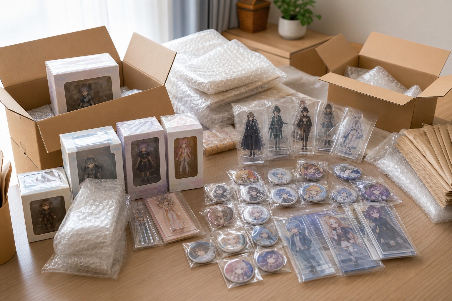 大量のアニメグッズをまとめたいなら宅配買取が使いやすいの内容をイメージする写真