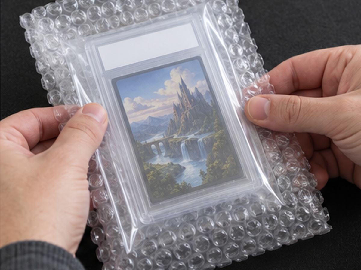 ケースの角に小さなひびがあるPSA鑑定品の保護