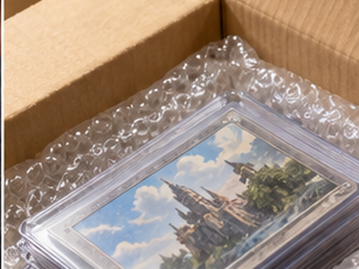 保護したカードを梱包する場面