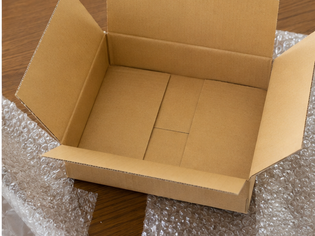 返送用の箱を確認する場面