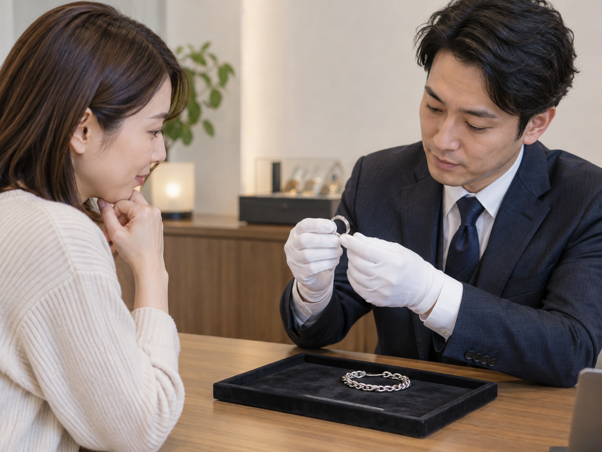 店頭でシルバー品を相談する場面