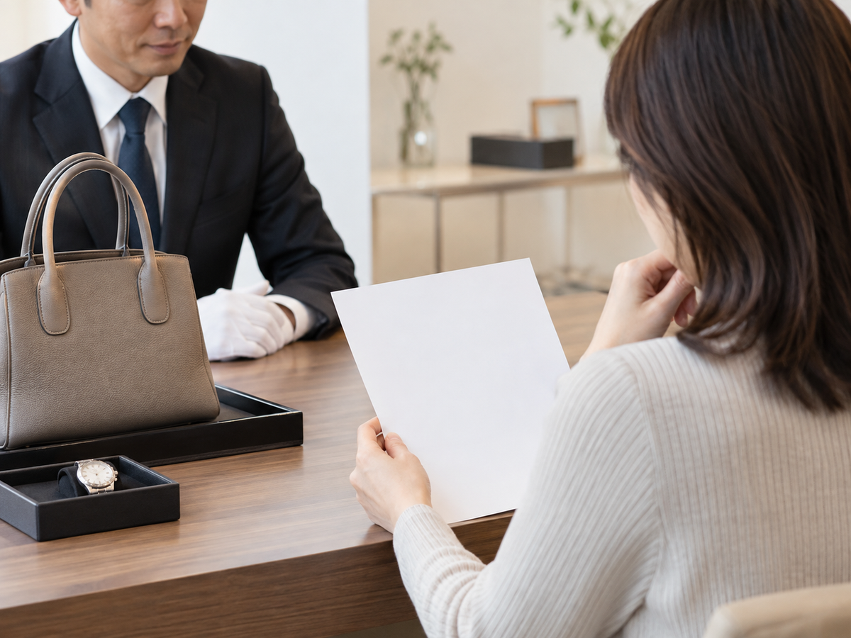 査定後に持ち帰るか考える場面