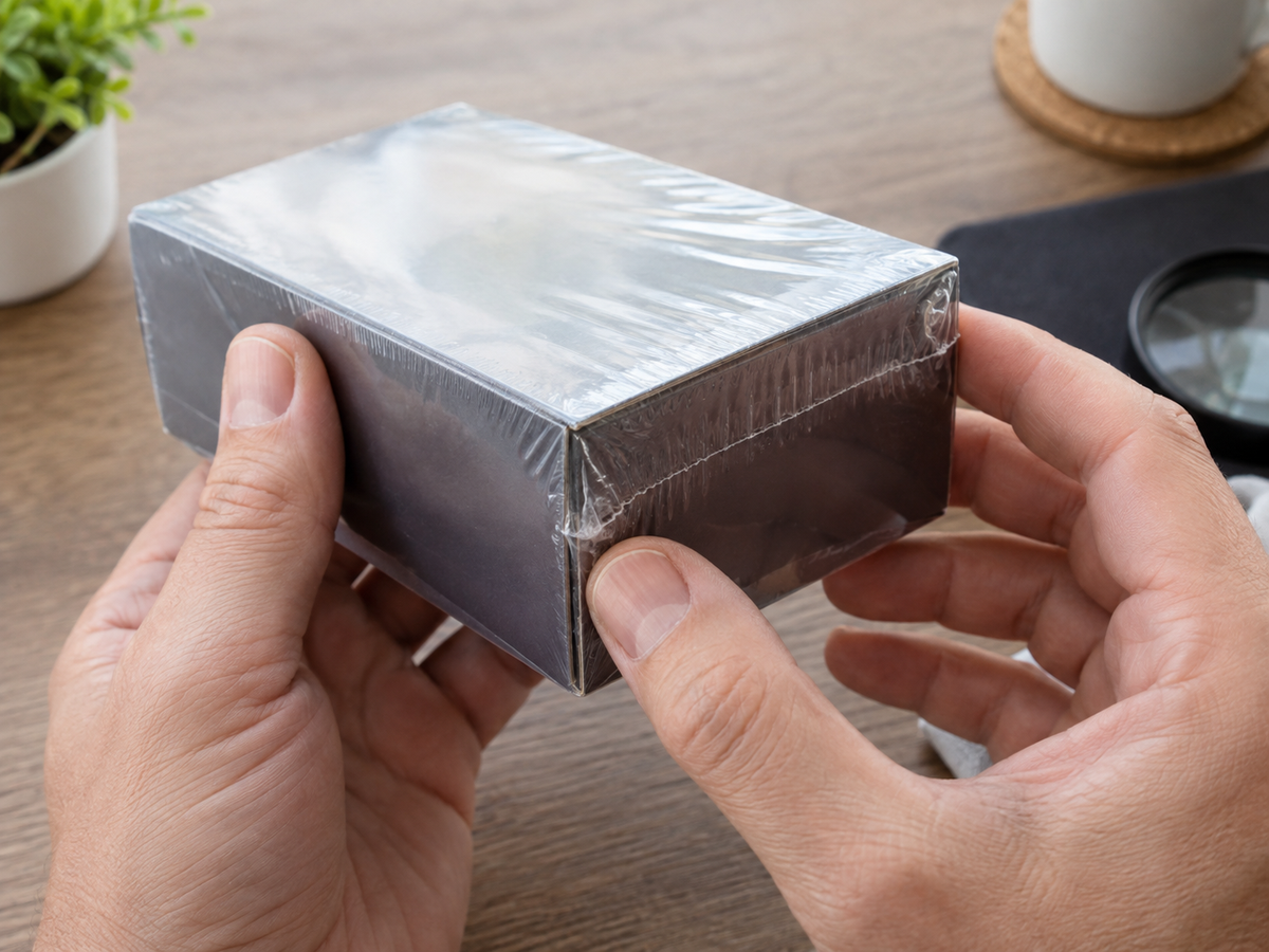 未開封トレカBOXを並べる場面