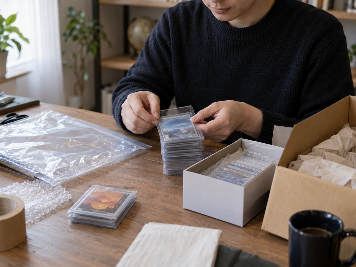 買取不可カードを仕分ける場面