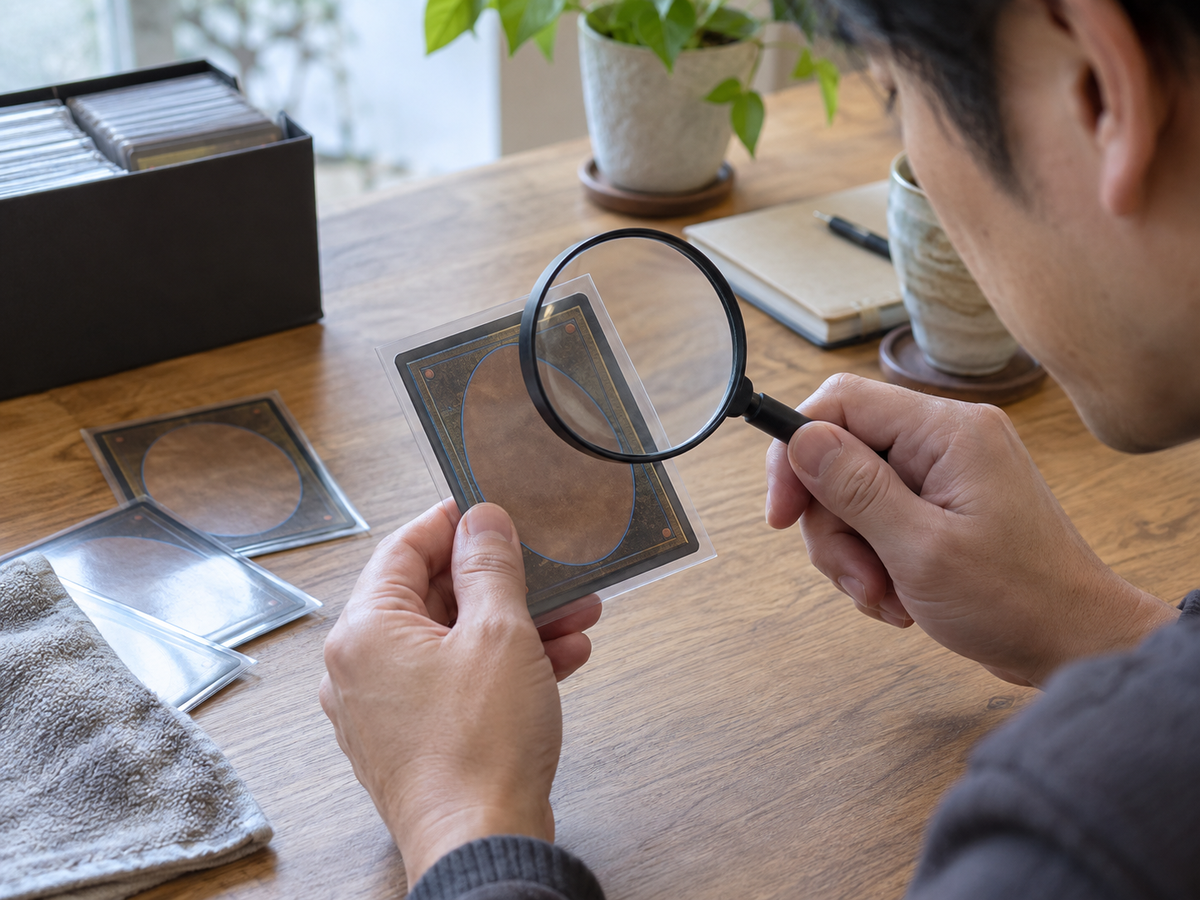 カードを保護して梱包する場面