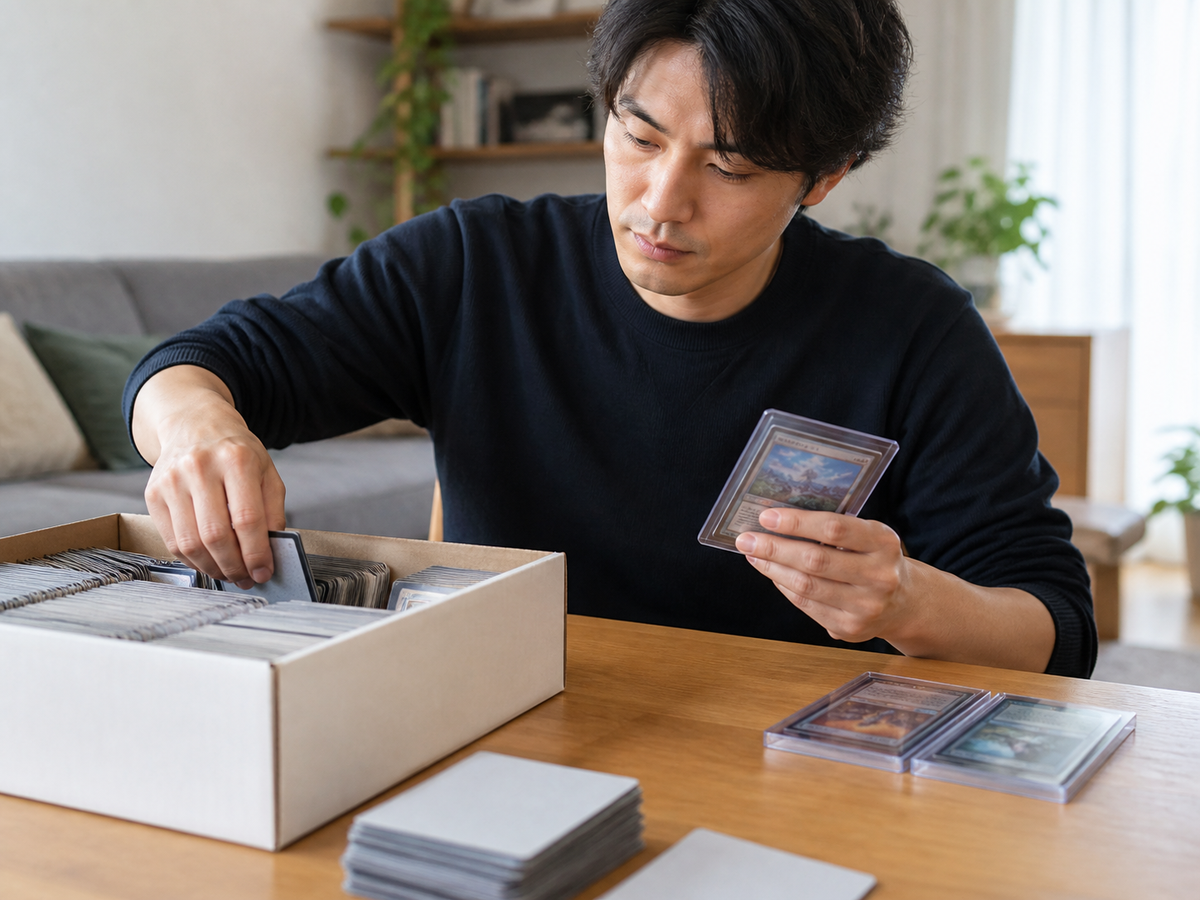 一枚ずつカードを確認する場面