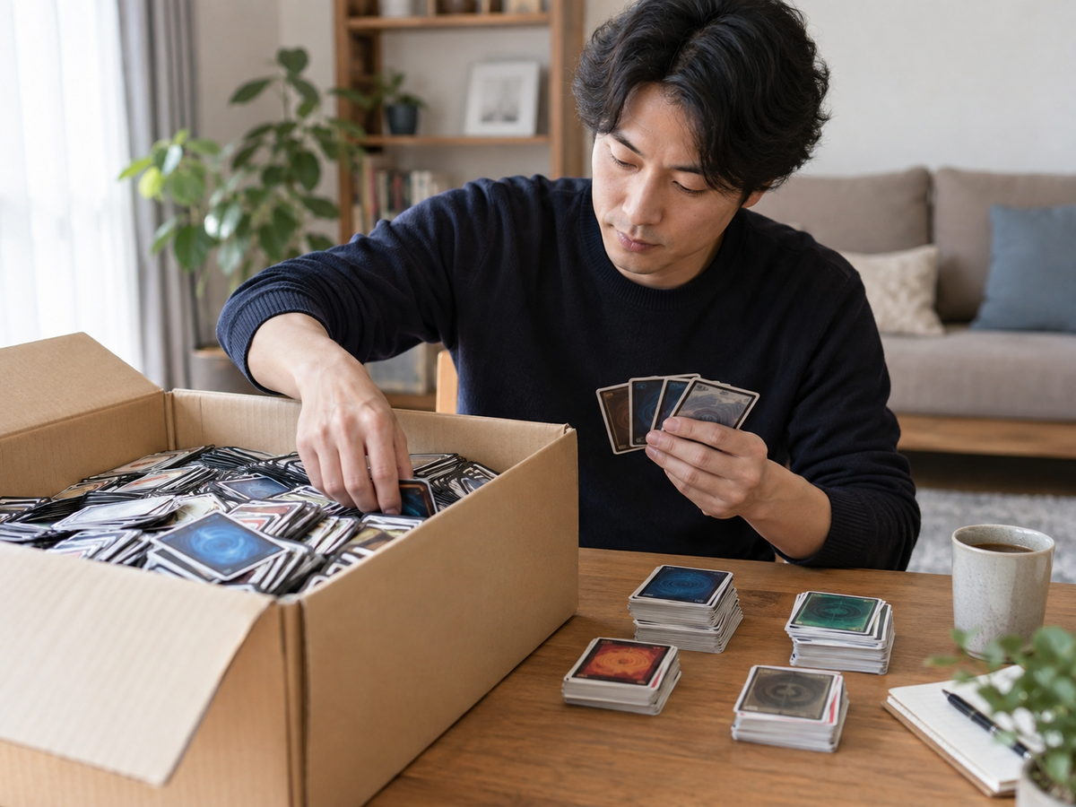 売り方別にカードを分ける場面