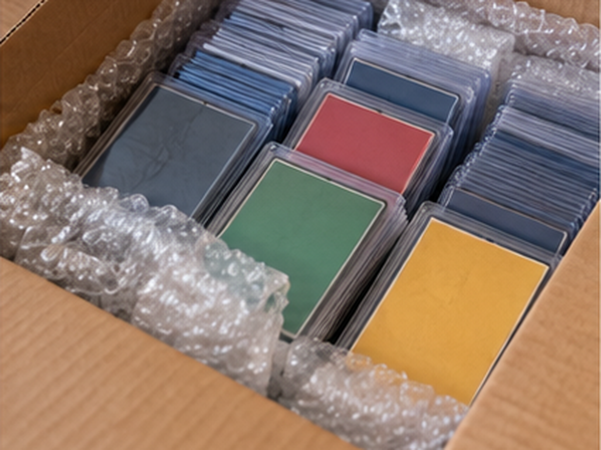 大量の通常カードと個別出品を検討する候補カードの保護準備